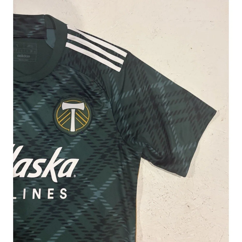 Adidas Portland Timbers 2023 Heritage Jersey Green Plaid Mens Large Slim HY5451
